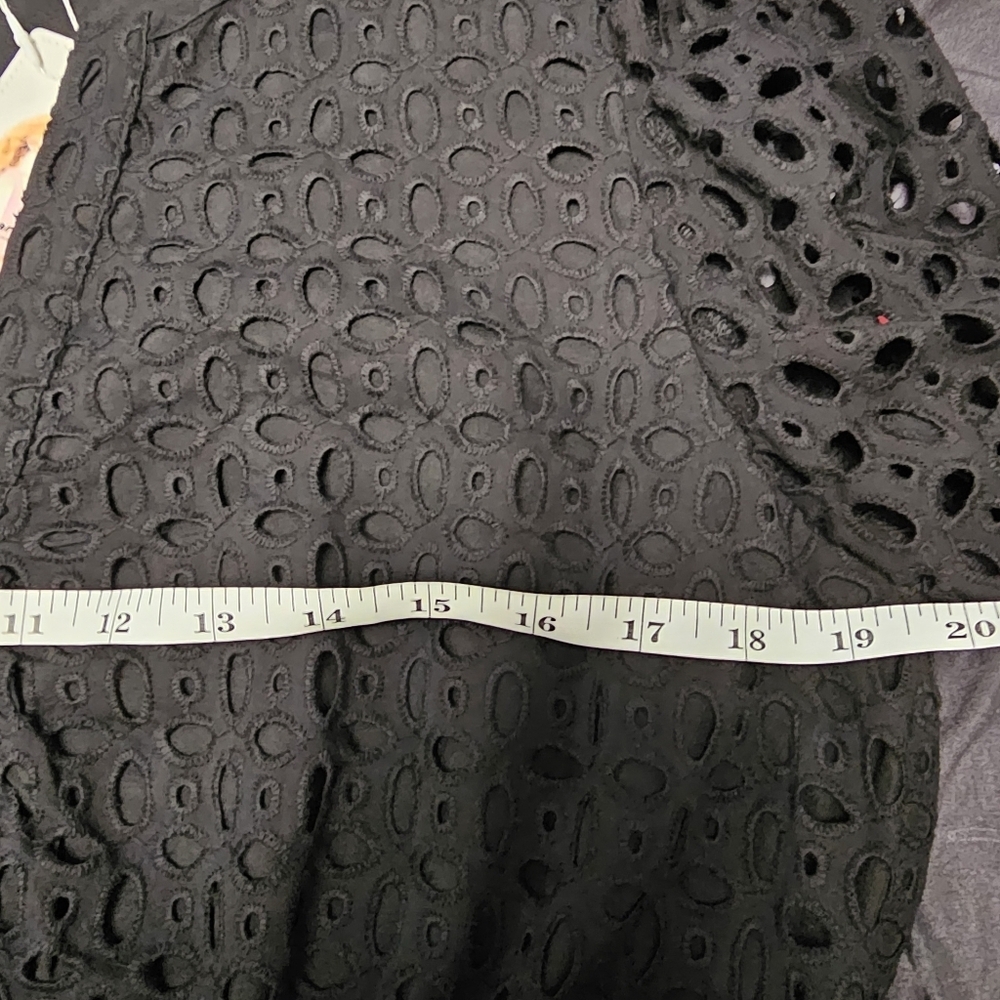 Chic Black Eyelet Long Sleeve Dress - Picture 3 of 11